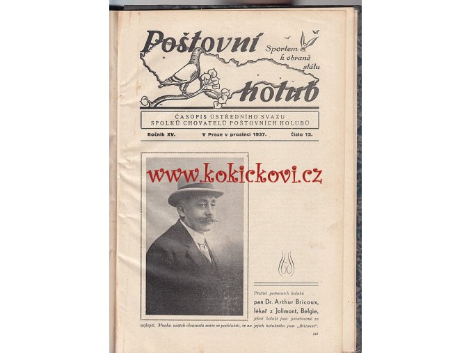 POŠTOVNÍ HOLUB 1937 - KOMPLETNÍ ROČNÍK - 12 ČÍSEL - RARITA