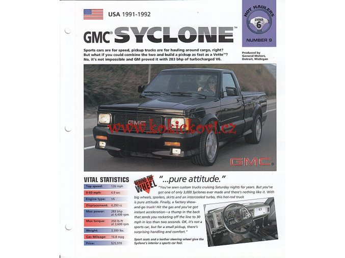 GMC SYCLONE - KATALOGOVÝ LIST - 4 STRANY - ANGLICKY - ROZMĚRY  21*24 CM