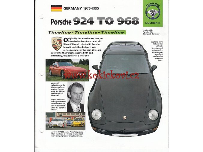 PORSCHE 924 TO 968 - KATALOGOVÝ LIST - 4 STRANY - ANGLICKY - ROZMĚRY  21*24 CM