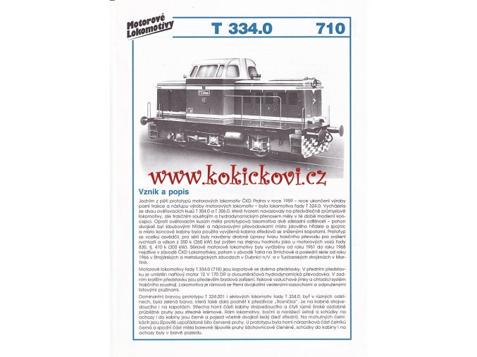 MOTOROVÁ LOKOMOTIVA - T 334.0 - REKLAMNÍ PROSPEKT - A4 - 2 STRANY