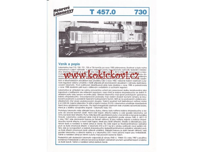 MOTOROVÁ LOKOMOTIVA - T 457.0 - REKLAMNÍ PROSPEKT - A4 - 2 STRANY