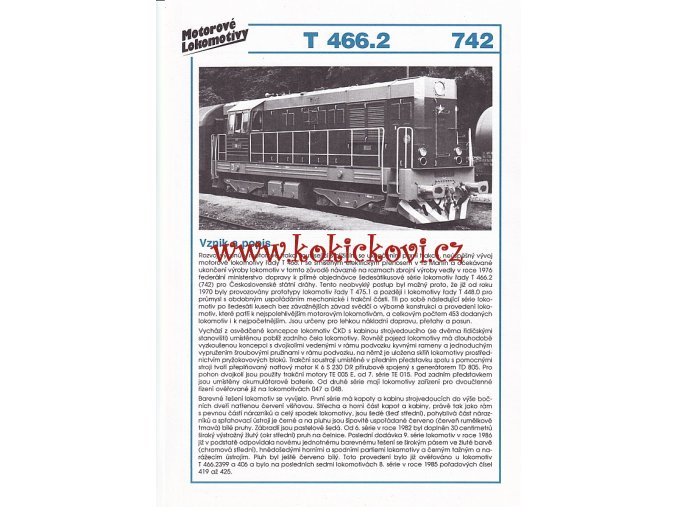 MOTOROVÁ LOKOMOTIVA - T 466.2 - REKLAMNÍ PROSPEKT - A4 - 2 STRANY