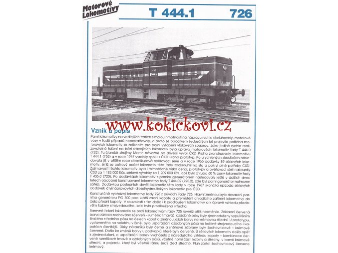 MOTOROVÁ LOKOMOTIVA - T 444.1 - REKLAMNÍ PROSPEKT - A4 - 2 STRANY