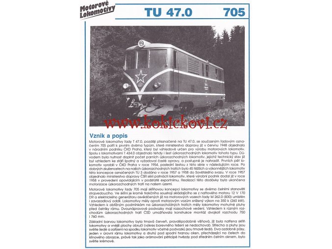 MOTOROVÁ LOKOMOTIVA - TU 47.0 - REKLAMNÍ PROSPEKT - A4 - 2 STRANY