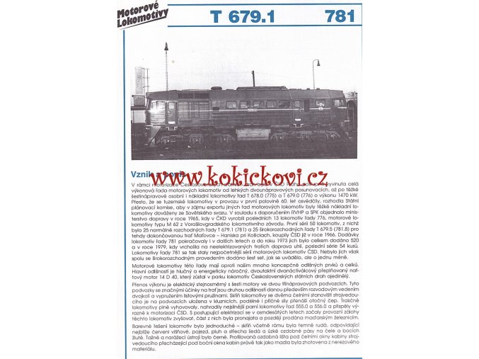 MOTOROVÁ LOKOMOTIVA - T 679.1 - REKLAMNÍ PROSPEKT - A4 - 2 STRANY