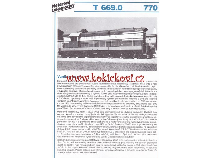 MOTOROVÁ LOKOMOTIVA - T 669.0 - REKLAMNÍ PROSPEKT - A4 - 2 STRANY