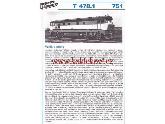 MOTOROVÁ LOKOMOTIVA - T 478.1 - REKLAMNÍ PROSPEKT - A4 - 2 STRANY