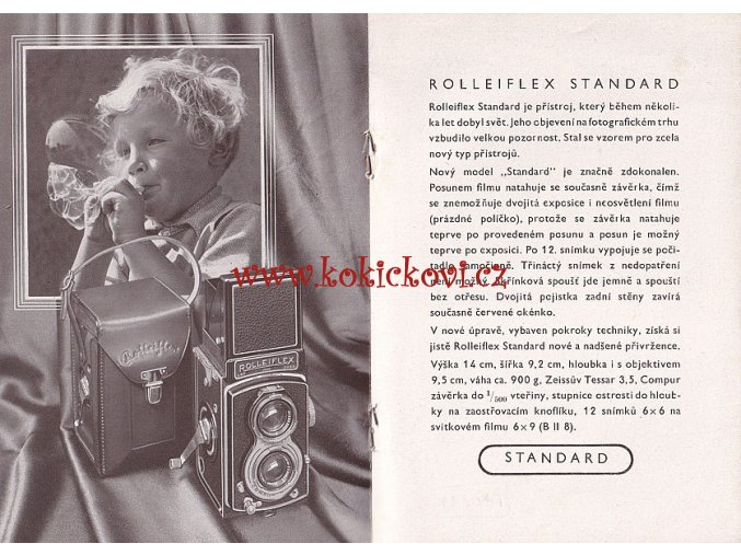 ROLLEIFLEX STANDARD - REKLAMNÍ PROSPEKT - FOTOAPARÁT - 193?/194?