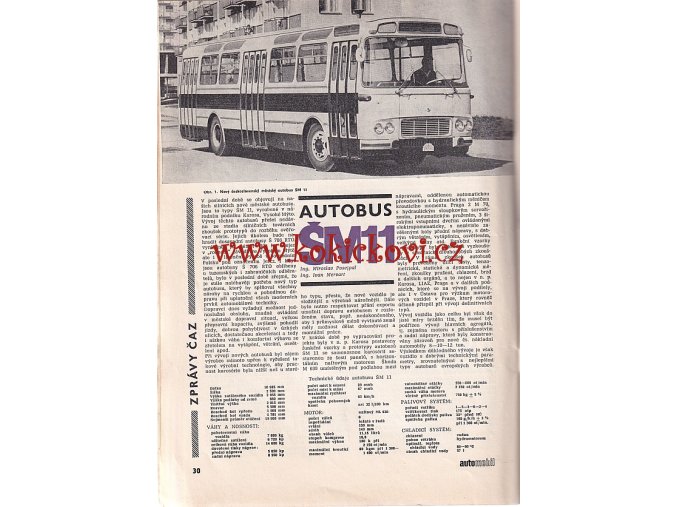 STUDIE MĚSTSKÝ AUTOBUS  ŠM 11 VIZ SKENY UVNITŘ 1 ČÍSLO ČASOPISU AUTOMOBIL 9/1966