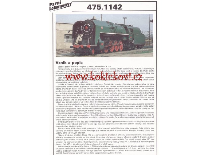 PARNÍ LOKOMOTIVA - 475.1142 - REKLAMNÍ PROSPEKT - A4 - 2 STRANY