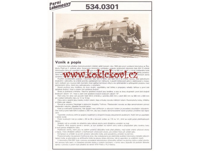 PARNÍ LOKOMOTIVA - 534.0301 - REKLAMNÍ PROSPEKT - A4 - 2 STRANY