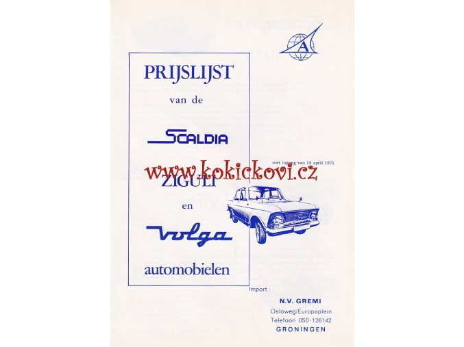 SCALDIA - ZIGULI - VOLGA - CENÍK 1971 - PROSPEKT - 4 STRANY