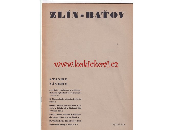 ZLÍN - BAŤOV - STAVBY NÁVRHY - VL. KARFÍK - SPOLEČENSKÝ DŮM - LÁZNĚ A PLOVÁRNA - BAŤŮV DŮM ZDRAVÍ