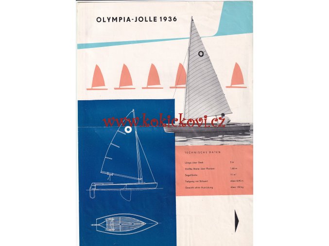 Olympijský člun jednomístný člun s katamaránem - OLYMPIA-JOLLE 1936 - DDR KULTURWAREN PROSPEKT A4