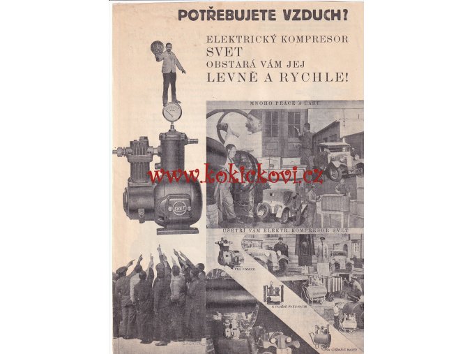 ELEKTROMOTOR SVET - BRNO ŽIDENICE - REKLAMNÍ PROSPEKT - CCA 1931/32 - PIVNÍ KOMPRESORY AJ.