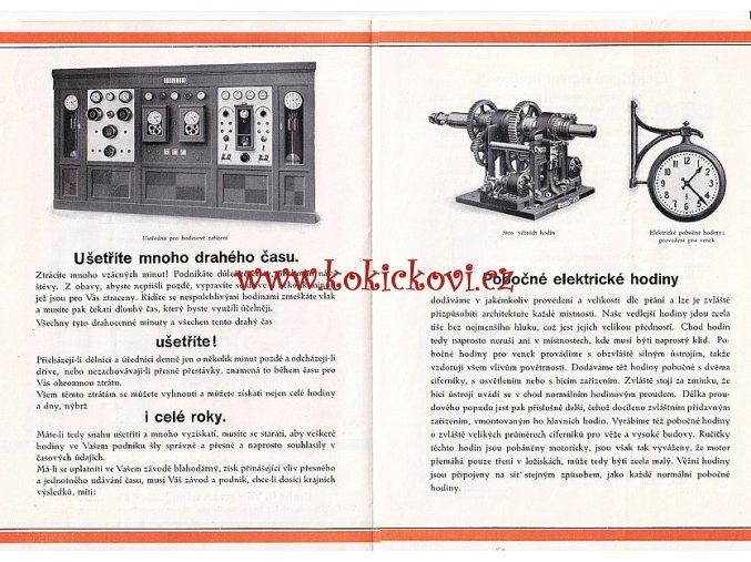 POBOČNÉ ELEKTRICKÉ HODINY - HLAVNÍ HODINY - ELEKTRICKÁ ČASOVÁ RAZÍTKA - PÍCHAČKY - REKLAMNÍ PROSPEKT SIEMENS 30. LÉTA - ORIGINÁL - HODINÁŘSTVÍ