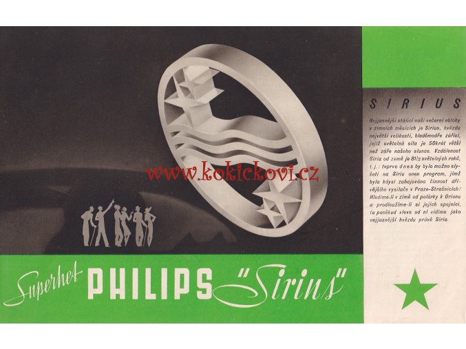 INVESTIČNÍ PROSPEKT - RADIO PHILIPS 535 A - SIRIUS  - REKLAMA 1935/36 HLUBOTISK