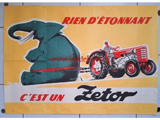 TRAKTOR ZETOR ORIG. REKLAMNÍ PLAKÁT FRANTIŠEK KARDAUS (80*58CM) - 195?