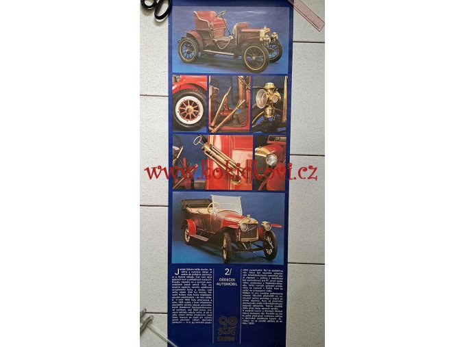 REKLAMNÍ PLAKÁT DĚDEČEK AUTOMOBIL- ROZMĚRY 97*34 CM (NUDLE) - 80.LÉTA - VHODNÉ K DEKORACI - ŠKODA - LAURIN KLEMENT