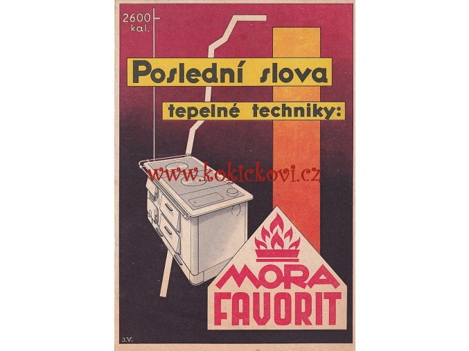 Mora favorit - kuchyňský stáložárý sporák - reklamní prospekt A5 (6 stran) MORAVIA AKC. SPOLEČNOST