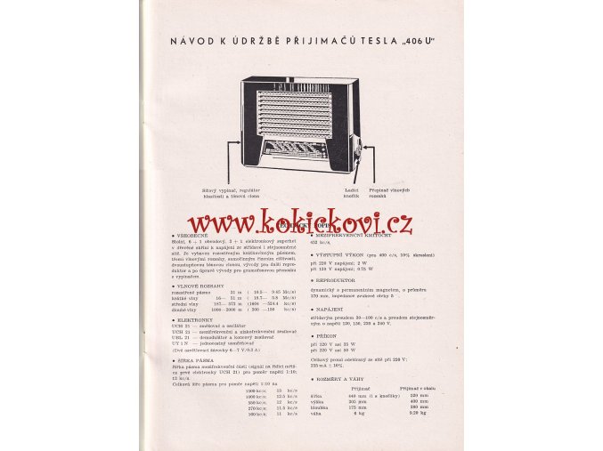 TESLA 406 U  - NÁVOD K ÚDRŽBĚ PŘIJÍMAČŮ - A4