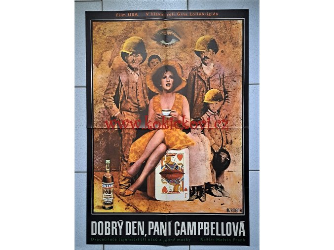 FILMOVÝ PLAKÁT VELIKOSTI A1 - DOBRÝ DEN, PANÍ CAMPBELLOVÁ -  OBŘÍ ROZMĚR - A1 - 84*60 CM - Gina Lollobrigida