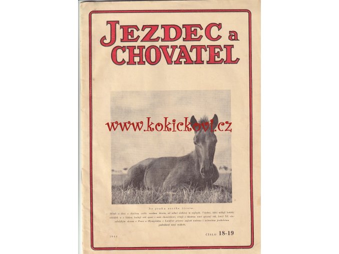 ČASOPIS JEZDEC A CHOVATEL - DVOJČÍSLO 18+19 ROK 1948