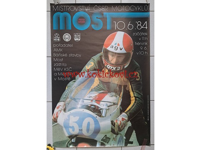 MISTROVSTVÍ ČSSR MOTOCYKLŮ MOST 1984 - OBŘÍ REKLAMNÍ PLAKÁT - ROZMĚRY 96*67 CM