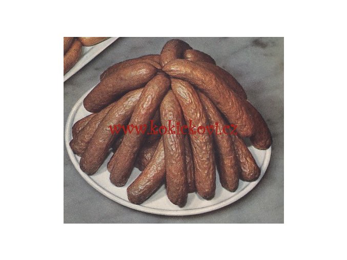 KLOBÁSY A ŠPEKÁČKY - REKLAMNÍ TISK/ PLAKÁT A4 z 50. let - 1 volný list - MASNÉ VÝROBKY
