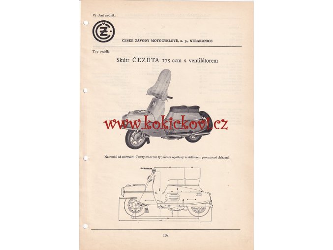 SKÚTR ČEZETA 175 CCM S VENTILÁTEOREM - KATALOGOVÝ LIST A4