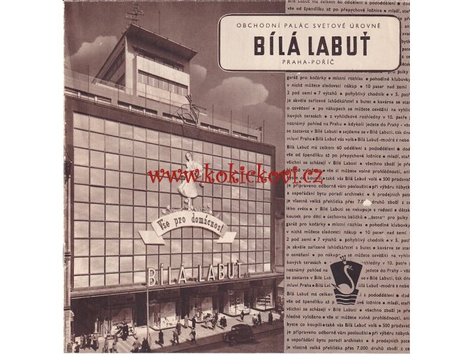OBCHODNÍ PALÁC SVĚTOVÉ ÚROVNĚ BÍLÁ LABUŤ - FUNKCIONALISTICKÝ OBCHODNÍ PALÁC Z R. 1939 - HLUBOTISKOVÝ PROSPEKT 16 STRAN (VARIANTA 2)