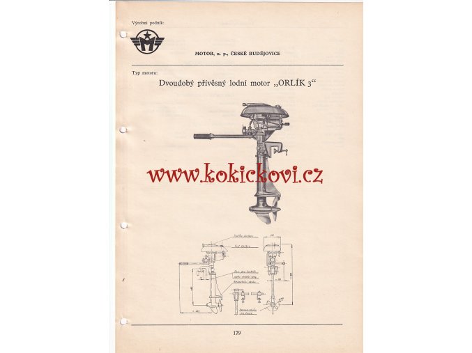 DVOUDOBÝ PŘÍVĚSNÝ LODNÍ MOTOR ORLÍK 3 - KATALOGOVÝ LIST