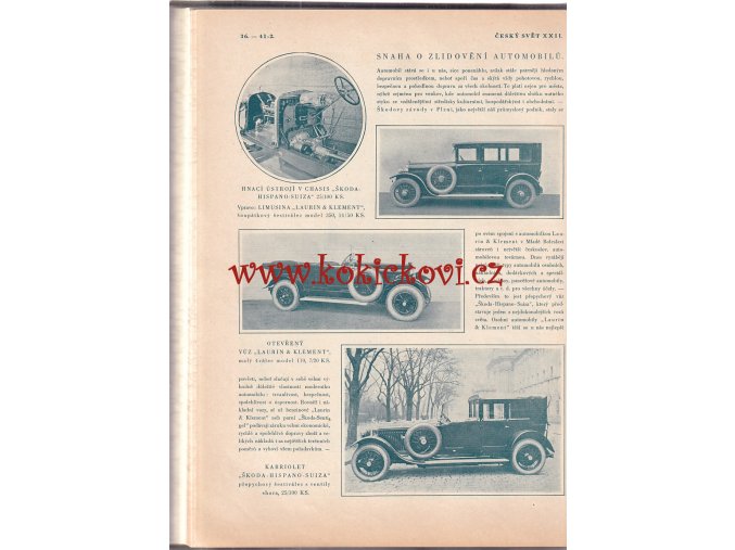 Český svět, Ročník XXII., rok 1926, čísla 27-52 2. pololetí, únor až září 1926 - LAURIN KLEMENT HISPANO SUIZA