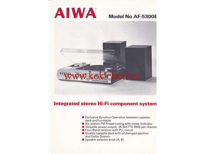 AIWA AF-5300E - GRAMORÁDIO S MAGNETOFONEM A KAZEŤÁKEM - A4 - 2 STRANY