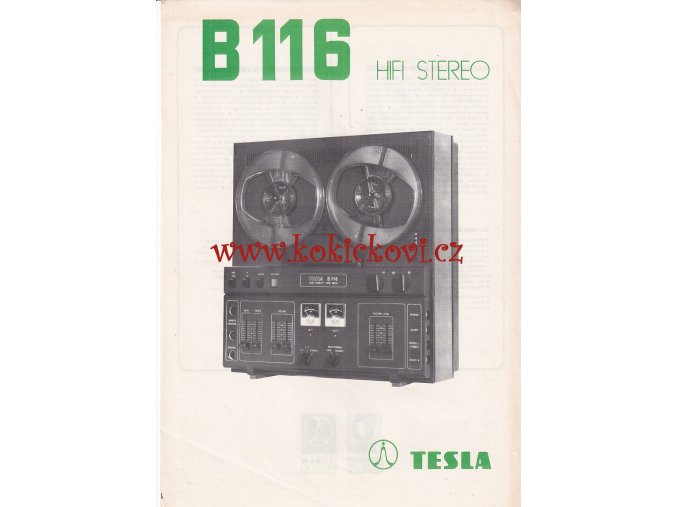 Cívkový magnetofon - PROSPEKT - Tesla B116 Hifi stereo - A4 - 2 STRANY - TESLA PŘELOUČ