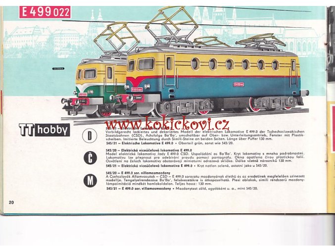 KATALOG VLÁČKŮ TT 196? - A5 - 48 STRAN - LOMOTIVA E 499