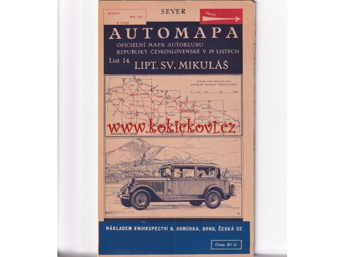 AUTOMAPA ČSR - LIPTOVSKÝ MIKULÁŠ - mapa Autoklubu republiky  Československé 1928 - doplněk vozu