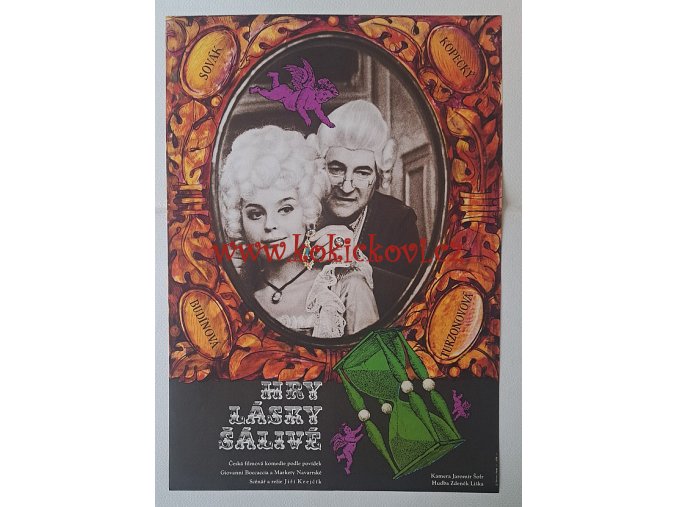 Hry lásky šálivé (filmový plakát, film ČSSR 1971, režie Jiří Krejčík; Hrají: Miloš Kopecký, Božidara Turzonovová, Jozef Adamovič) A3