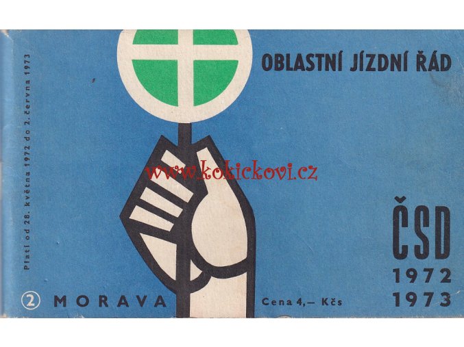 OBLASTNÍ JÍZDNÍ ŘÁD ČSD MORAVA 1972-1973 - PŮVODÍ BROŽ 184 STRAN