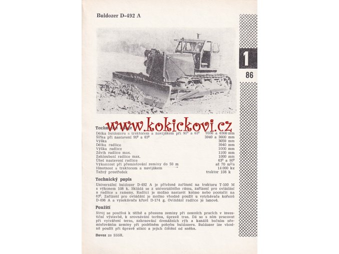 BULDOZER D-492 A  - REKL. PROSPEKT