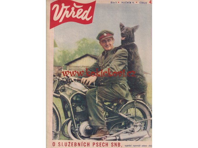 MOTOCYKL ČZ TITULNÍ OBÁLKA ČASOPIS VPŘED 1950 - FORMÁT A4