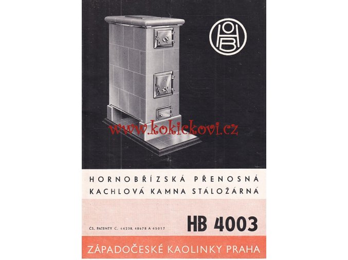 Reklamní prospekt Západočeských kaolinek Praha - kamna HB 4003