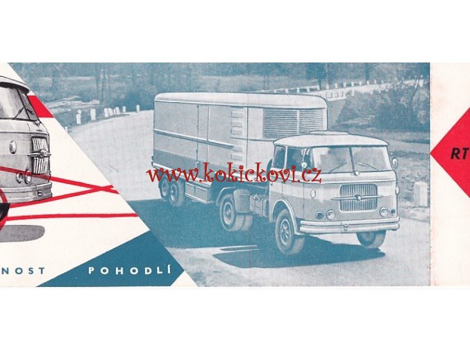 TAHAČ ŠKODA 706 RTTN - UVNITŘ S DVOUNÁPRAVOVÝM CHLADÍRENSKÝM NÁVĚSEM ORLIČAN N10 CH - REKLAMNÍ PROSPEKT VOZY 196? LIAZ RÝNOVICE