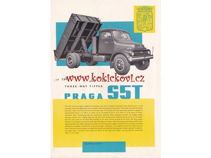 PRAGA S5T KRÁSNÝ REKLAMNÍ PROSPEKT A4 - ANGLICKY - 1 LIST, 2 STRANY