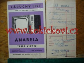 TELEVIZOR TESLA 4117 U ANABELA ZÁRUČNÍ LIST A PARAGON