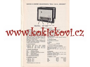 GRAMORADIO TESLA 1001 A - NÁVOD K ÚDRŽBĚ 1957 - DIRIGENT