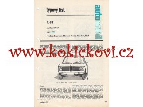 BMW TYP 2002 4 STR. A4 TYPOVÝ LIST