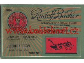 REKLAMNÍ KATALOG Z ROKU 1914 NA PLUHY A ORNÉ NÁŘADÍ 76 S. - RUDOLF BACHER