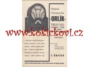 ORLÍK STÍNĚNÁ TŘÍLAMPOVKA RADIO MELEZINEK ORIGINÁL NÁVOD C.1933