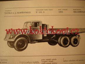 TATRA KOPŘIVNICE T 111 S SKLÁPĚČKA 1955 PROSPEKT